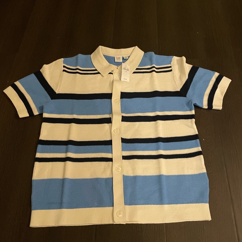 GAP Kids Blue and Cream Striped Button Down Shirt